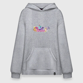 Худи SuperOversize хлопок с принтом My Little Pony Happy Birthday в Кировске, 70% хлопок, 30% полиэстер, мягкий начес внутри | карман-кенгуру, эластичная резинка на манжетах и по нижней кромке, двухслойный капюшон
 | applejack | friendship | mylittlepony | rainbow dash | twilight sparkle | waifu | вайфу | дружба это магия | друзья | кони | моя маленькая пони | мультфильм | пони | радуга | ренбоу деш | эплджек