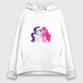 Женское худи Oversize хлопок с принтом My Little Pony Pinkie Pie And  в Кировске, френч-терри — 70% хлопок, 30% полиэстер. Мягкий теплый начес внутри —100% хлопок | боковые карманы, эластичные манжеты и нижняя кромка, капюшон на магнитной кнопке | Тематика изображения на принте: applejack | friendship | mylittlepony | rainbow dash | twilight sparkle | waifu | вайфу | дружба это магия | друзья | кони | моя маленькая пони | мультфильм | пони | радуга | ренбоу деш | эплджек