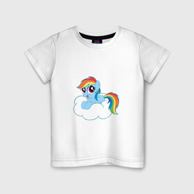 Детская футболка хлопок с принтом My Little Pony Rainbow Dash в Кировске, 100% хлопок | круглый вырез горловины, полуприлегающий силуэт, длина до линии бедер | Тематика изображения на принте: applejack | friendship | mylittlepony | rainbow dash | twilight sparkle | waifu | вайфу | дружба это магия | друзья | кони | моя маленькая пони | мультфильм | пони | радуга | ренбоу деш | эплджек