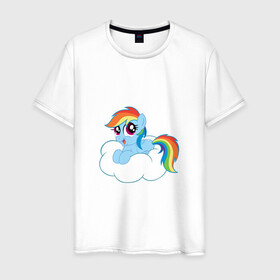 Мужская футболка хлопок с принтом My Little Pony Rainbow Dash в Кировске, 100% хлопок | прямой крой, круглый вырез горловины, длина до линии бедер, слегка спущенное плечо. | Тематика изображения на принте: applejack | friendship | mylittlepony | rainbow dash | twilight sparkle | waifu | вайфу | дружба это магия | друзья | кони | моя маленькая пони | мультфильм | пони | радуга | ренбоу деш | эплджек