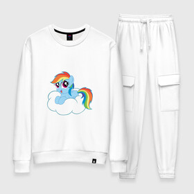 Женский костюм хлопок с принтом My Little Pony Rainbow Dash в Кировске, 100% хлопок | на свитшоте круглая горловина, мягкая резинка по низу. Брюки заужены к низу, на них два вида карманов: два 