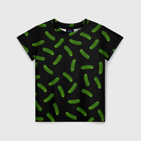 Детская футболка 3D с принтом Огуречный паттерн в Кировске, 100% гипоаллергенный полиэфир | прямой крой, круглый вырез горловины, длина до линии бедер, чуть спущенное плечо, ткань немного тянется | cucumber | food | еда | овощ | огурцы | паттерн | узор