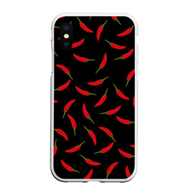 Чехол для iPhone XS Max матовый с принтом Chili peppers в Кировске, Силикон | Область печати: задняя сторона чехла, без боковых панелей | chili peppers | горячий | еда | овощ | острый | перец чили | узор