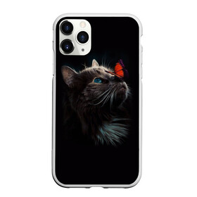Чехол для iPhone 11 Pro матовый с принтом Котик и бабочка в Кировске, Силикон |  | Тематика изображения на принте: бабочка | бабочка на носу | животные | кот | котенок | кошка
