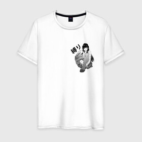 Мужская футболка хлопок с принтом Shibari в Кировске, 100% хлопок | прямой крой, круглый вырез горловины, длина до линии бедер, слегка спущенное плечо. | ahegao | anime | bandage | shibari | аниме | ахегао | бандаж | тян | шибари