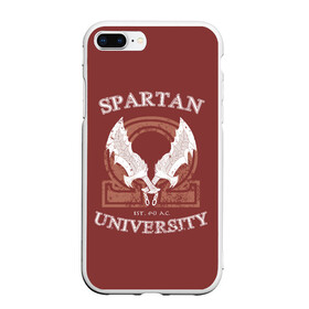 Чехол для iPhone 7Plus/8 Plus матовый с принтом Spartan University в Кировске, Силикон | Область печати: задняя сторона чехла, без боковых панелей | gad of war | game | games | god of war | god of wor | spartan | бог войны | игра | игры | кратос | спартанец