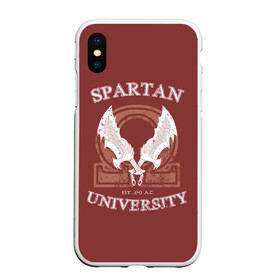 Чехол для iPhone XS Max матовый с принтом Spartan University в Кировске, Силикон | Область печати: задняя сторона чехла, без боковых панелей | gad of war | game | games | god of war | god of wor | spartan | бог войны | игра | игры | кратос | спартанец