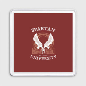 Магнит 55*55 с принтом Spartan University в Кировске, Пластик | Размер: 65*65 мм; Размер печати: 55*55 мм | gad of war | game | games | god of war | god of wor | spartan | бог войны | игра | игры | кратос | спартанец