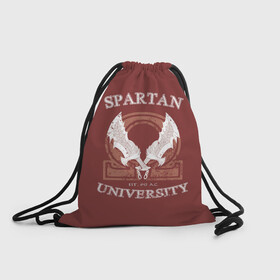 Рюкзак-мешок 3D с принтом Spartan University в Кировске, 100% полиэстер | плотность ткани — 200 г/м2, размер — 35 х 45 см; лямки — толстые шнурки, застежка на шнуровке, без карманов и подкладки | gad of war | game | games | god of war | god of wor | spartan | бог войны | игра | игры | кратос | спартанец