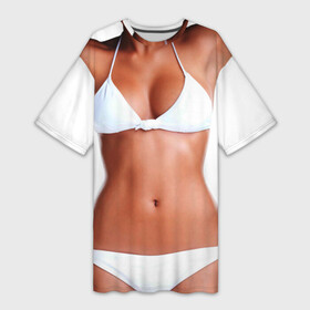 Платье-футболка 3D с принтом Perfect body в Кировске,  |  | body | girl | perfect body | tan | tanned body | white | white underwear | woman | womans body | белое белье | девушка | женское тело | женщина | загар | идеальное тело | костюм | скин | тело
