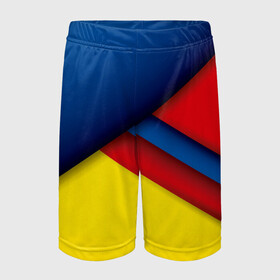 Детские спортивные шорты 3D с принтом Яркие краски в Кировске,  100% полиэстер
 | пояс оформлен широкой мягкой резинкой, ткань тянется
 | краски | летнее | молодежное | трендовое | яркое