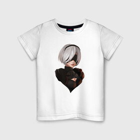 Детская футболка хлопок с принтом Nier Automata в Кировске, 100% хлопок | круглый вырез горловины, полуприлегающий силуэт, длина до линии бедер | nier automata | waifu | вайфу | нир аутомата