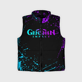 Детский жилет утепленный 3D с принтом GENSHIN IMPACT NEON LOGO в Кировске,  |  | Тематика изображения на принте: amber | anime | genshin impact | girl | jean | lisa | paimon | xiao | zelda | анемо | аниме | геншен импакт | геншин импакт | геншин эмпакт | геншинимпакт | девушка | игры | кли | лиза | паймон | пеймон | персонажи | сяо | тян