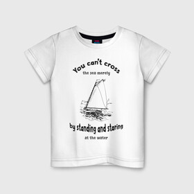 Детская футболка хлопок с принтом Бот в Кировске, 100% хлопок | круглый вырез горловины, полуприлегающий силуэт, длина до линии бедер | sea | water | активный отдых | бот | вода | волны | море | мореплаватель | моряк | парус | парусный спорт | природа | спорт | туризм | хобби | яхта | яхтинг | яхтсмен