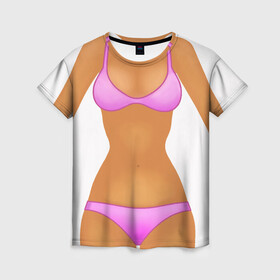 Женская футболка 3D с принтом Tanned body в Кировске, 100% полиэфир ( синтетическое хлопкоподобное полотно) | прямой крой, круглый вырез горловины, длина до линии бедер | body | girl | perfect body | tan | tanned body | woman | womans body | девушка | женское тело | загар | идеальное тело | тело