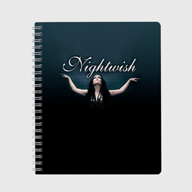 Тетрадь с принтом Nightwish with Tarja в Кировске, 100% бумага | 48 листов, плотность листов — 60 г/м2, плотность картонной обложки — 250 г/м2. Листы скреплены сбоку удобной пружинной спиралью. Уголки страниц и обложки скругленные. Цвет линий — светло-серый
 | nightwish | tarja | tarja turanen | turunen | найтвиш | тарья | тарья турунен | турунен