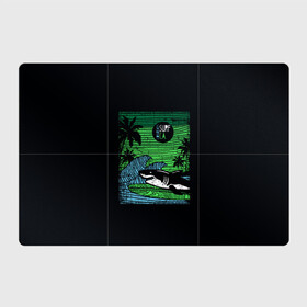 Магнитный плакат 3Х2 с принтом Surf shark в Кировске, Полимерный материал с магнитным слоем | 6 деталей размером 9*9 см | Тематика изображения на принте: shark | акула | вода | море | океан | остров | отпуск | пальмы | серфинг
