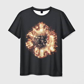 Мужская футболка 3D с принтом Bitcoin Bombing в Кировске, 100% полиэфир | прямой крой, круглый вырез горловины, длина до линии бедер | boom | биткоин | биток | взрыв | крипта | криптовалюта