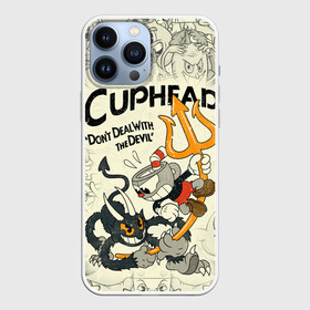 Чехол для iPhone 13 Pro Max с принтом Cuphead and Devil в Кировске,  |  | cuphead | devil | dont deal with the devil | все персонажи | дьявол | игры | капхед | чашеголовый | черт