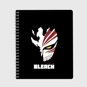 Тетрадь с принтом BLEACH MASK в Кировске, 100% бумага | 48 листов, плотность листов — 60 г/м2, плотность картонной обложки — 250 г/м2. Листы скреплены сбоку удобной пружинной спиралью. Уголки страниц и обложки скругленные. Цвет линий — светло-серый
 | anime | bleach | hollow | ichigo | kurosaki | manga | mask | matsumoto | rangiku | samurai | shihoin | yoruichi | аниме | блич | ичиго | йоруичи | куросаки | манга | маска | мацумото | онимэ | рангику | самурай | шихоин