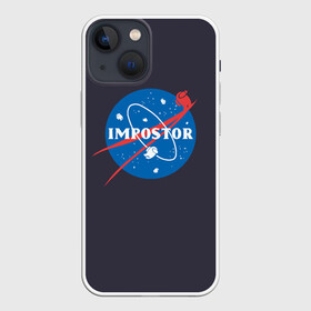 Чехол для iPhone 13 mini с принтом Impostor в Кировске,  |  | among us | amongus | imposter | impostor | nasa | nasa пародия | space | импостер | импостор | космонавт | космос | наса | наса пародия | эмонг ас