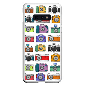 Чехол для Samsung S10E с принтом Фотоаппараты в Кировске, Силикон | Область печати: задняя сторона чехла, без боковых панелей | камера | фотик | фото | фотоаппарат | фотограф | фотокамера