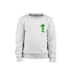 Детский свитшот хлопок с принтом Инопланетянин зеленый в Кировске, 100% хлопок | круглый вырез горловины, эластичные манжеты, пояс и воротник | зеленый человек | инопланетянин | инопланетянин в зеленый | инопланетянина | инопланетяночка