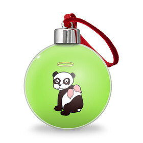 Ёлочный шар с принтом Святая панда в Кировске, Пластик | Диаметр: 77 мм | ангел | животное | звери | мило | панда | пандочка