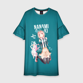 Детское платье 3D с принтом Чиаки Нанами (Danganronpa 2) в Кировске, 100% полиэстер | прямой силуэт, чуть расширенный к низу. Круглая горловина, на рукавах — воланы | anime | chiaki nanami | danganronpa | danganronpa 2 | аниме | манга | чиаки нанами