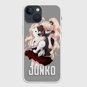 Чехол для iPhone 13 mini с принтом MONOKUMA  JUNKO в Кировске,  |  | Тематика изображения на принте: anime | danganronpa | enoshima | junko | monokuma | аниме | джунко | игра | манга | медведь | монокума | робот медведь | эношима