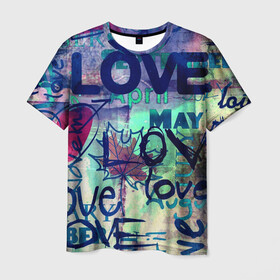 Мужская футболка 3D с принтом LOVE в Кировске, 100% полиэфир | прямой крой, круглый вырез горловины, длина до линии бедер | love | абстракция | любовь | молодежное | пестрое
