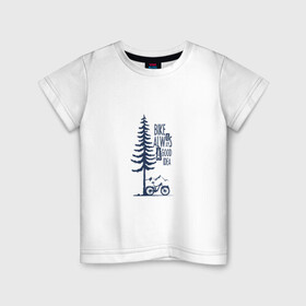 Детская футболка хлопок с принтом Gooood Idea в Кировске, 100% хлопок | круглый вырез горловины, полуприлегающий силуэт, длина до линии бедер | mtb | байк | велосипед | горы | дерево | лес | мтб | спорт