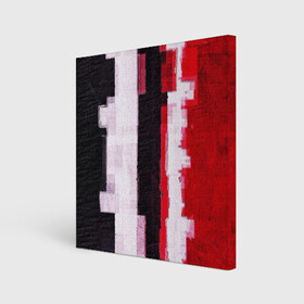 Холст квадратный с принтом BLACK&RED в Кировске, 100% ПВХ |  | abstract | абстракция | молодежное | полосатое | черно красное