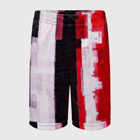 Детские спортивные шорты 3D с принтом BLACK&RED в Кировске,  100% полиэстер
 | пояс оформлен широкой мягкой резинкой, ткань тянется
 | abstract | абстракция | молодежное | полосатое | черно красное