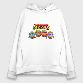 Женское худи Oversize хлопок с принтом Ninja Pizzas в Кировске, френч-терри — 70% хлопок, 30% полиэстер. Мягкий теплый начес внутри —100% хлопок | боковые карманы, эластичные манжеты и нижняя кромка, капюшон на магнитной кнопке | donatello | leonardo | michelangelo | ninja | pizza | raphael | turtles | донателло | животные | карате | комикс | комиксы | леонардо | микеланджело | мультфильм | мутант | мутанты | ниндзя | пицца | рафаэль | сплинтер | супергерой