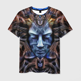 Мужская футболка 3D с принтом MEGABUDDA в Кировске, 100% полиэфир | прямой крой, круглый вырез горловины, длина до линии бедер | abstract | budda | абстракция | лицо | пестрое | узор