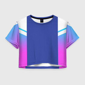 Женская футболка Crop-top 3D с принтом NEON GRADIENT FITNESS UNIFORM в Кировске, 100% полиэстер | круглая горловина, длина футболки до линии талии, рукава с отворотами | abstraction | geometry | hexagon | neon | paints | stripes | texture | triangle | абстракция | брызги | геометрия | краски | неон | соты | текстура