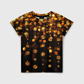 Детская футболка 3D с принтом GOLDEN RAIN в Кировске, 100% гипоаллергенный полиэфир | прямой крой, круглый вырез горловины, длина до линии бедер, чуть спущенное плечо, ткань немного тянется | Тематика изображения на принте: black | gold | деньги | золото | монеты | пестрое