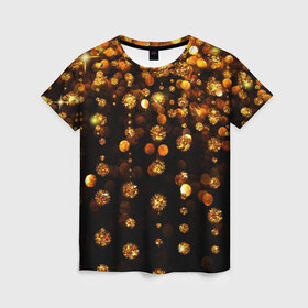 Женская футболка 3D с принтом GOLDEN RAIN в Кировске, 100% полиэфир ( синтетическое хлопкоподобное полотно) | прямой крой, круглый вырез горловины, длина до линии бедер | black | gold | деньги | золото | монеты | пестрое