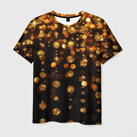 Мужская футболка 3D с принтом GOLDEN RAIN в Кировске, 100% полиэфир | прямой крой, круглый вырез горловины, длина до линии бедер | black | gold | деньги | золото | монеты | пестрое