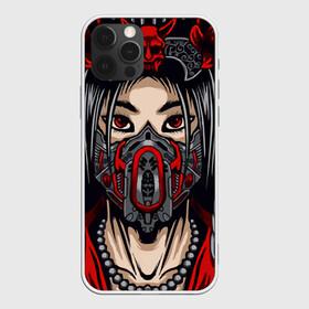 Чехол для iPhone 12 Pro с принтом Японская девушка стимпанк в Кировске, силикон | область печати: задняя сторона чехла, без боковых панелей | аниме | девушка | демон | маска | розы | стимпанк