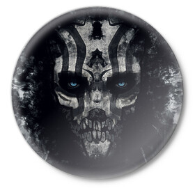 Значок с принтом OLD SHAMAN в Кировске,  металл | круглая форма, металлическая застежка в виде булавки | hardcore | shaman | skull | готика | неформальное | череп | шаман