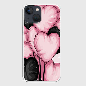 Чехол для iPhone 13 mini с принтом Шарики сердечки с подарком в Кировске,  |  | бантик | девушка | любовь | подарок | сердце | шарики