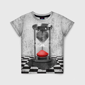 Детская футболка 3D с принтом Часы Жизни в Кировске, 100% гипоаллергенный полиэфир | прямой крой, круглый вырез горловины, длина до линии бедер, чуть спущенное плечо, ткань немного тянется | clock | life | жизнь | песок | судьба | шахматы