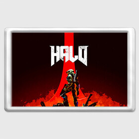 Магнит 45*70 с принтом HALO x DOOM в Кировске, Пластик | Размер: 78*52 мм; Размер печати: 70*45 | Тематика изображения на принте: doom | game | games | halo | heilo | master chif | spartan | дум | игра | игры | ковенант | ковенанты | мастер чиф | спартанец | хало | хейло | хэйло