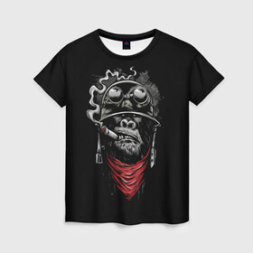 Женская футболка 3D с принтом Gorilla Rambo в Кировске, 100% полиэфир ( синтетическое хлопкоподобное полотно) | прямой крой, круглый вырез горловины, длина до линии бедер | gorilla | rambo | армейское | армия | горилла | обезьяна | рамбо | рэмбо