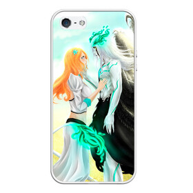 Чехол для iPhone 5/5S матовый с принтом Bleach Grimmjow and Orihime в Кировске, Силикон | Область печати: задняя сторона чехла, без боковых панелей | bleach brave souls bleach anime art гриммджоу и орихиме  grimmjow and orihime