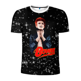 Мужская футболка 3D спортивная с принтом Starman в Кировске, 100% полиэстер с улучшенными характеристиками | приталенный силуэт, круглая горловина, широкие плечи, сужается к линии бедра | bowie | glamrock | retro | rocknroll | space | stars | звезды | космос