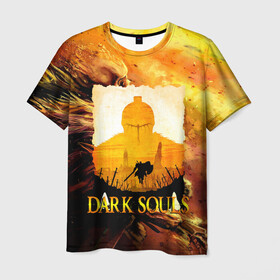 Мужская футболка 3D с принтом DARKSOULS | SKULL&MAGIC в Кировске, 100% полиэфир | прямой крой, круглый вырез горловины, длина до линии бедер | Тематика изображения на принте: dark souls | darksouls | tegunvte | темные души