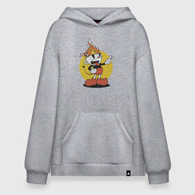 Худи SuperOversize хлопок с принтом Cuphead в Кировске, 70% хлопок, 30% полиэстер, мягкий начес внутри | карман-кенгуру, эластичная резинка на манжетах и по нижней кромке, двухслойный капюшон
 | cartoon | cuphead | fire | game | illustration | mugman